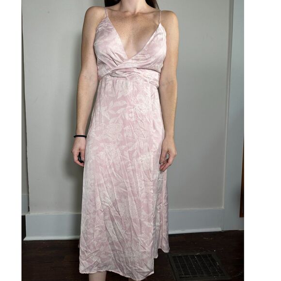 Madewell Pink White Floral Wrap Midi Dress Size Small - Picture 2 of 5